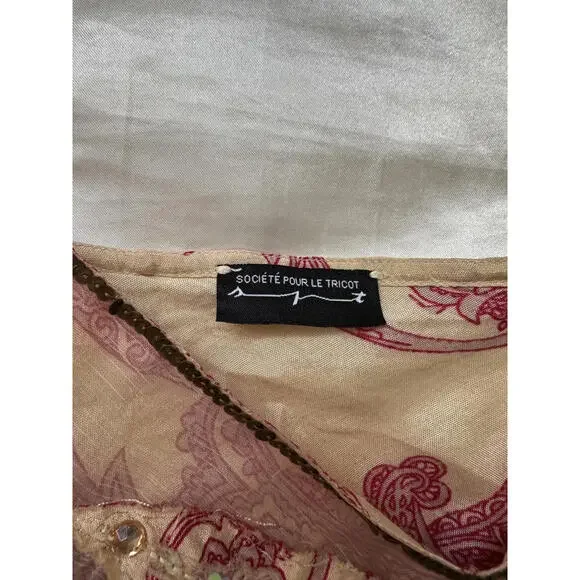 Pink Mesh Beaded Flower Cami Top - Picture 5 of 5